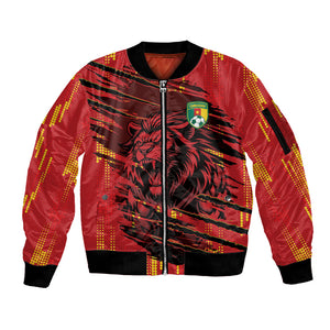 Custom Cameroon Red Lion Sleeve Zip Bomber Jacket Africa Football Champion Series 2026