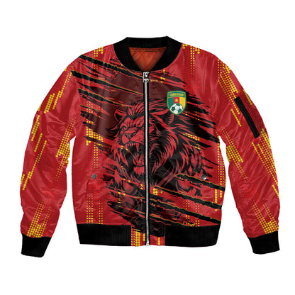 Custom Cameroon Red Lion Sleeve Zip Bomber Jacket Africa Football Champion Series 2026