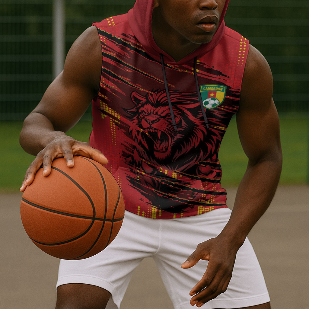Custom Cameroon Red Lion Sleeveless Hoodie Africa Football Champion Series 2026