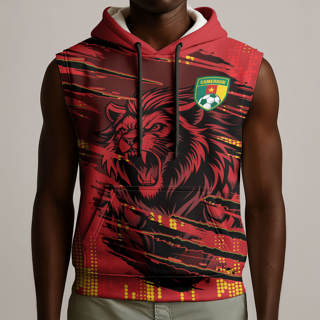 Custom Cameroon Red Lion Sleeveless Hoodie Africa Football Champion Series 2026