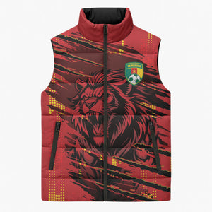 Custom Cameroon Red Lion Sleeveless Puffer Jacket Africa Football Champion Series 2026