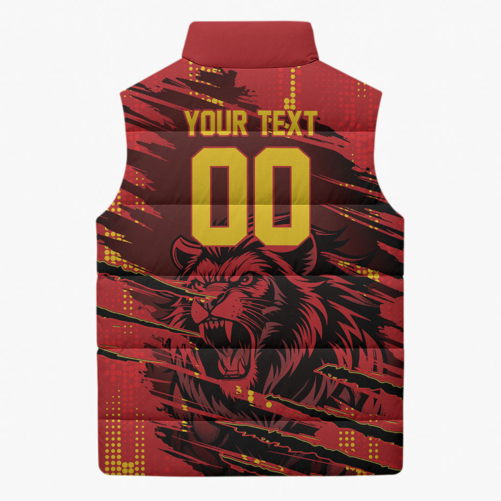Custom Cameroon Red Lion Sleeveless Puffer Jacket Africa Football Champion Series 2026