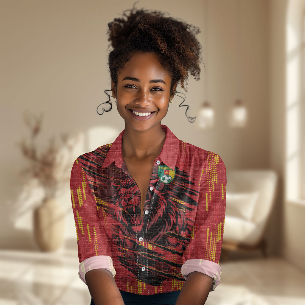 Custom Cameroon Red Lion Women Casual Shirt Africa Football Champion Series 2026