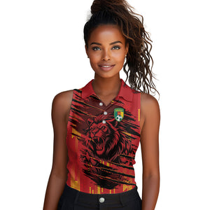 Custom Cameroon Red Lion Women Sleeveless Polo Shirt Africa Football Champion Series 2026