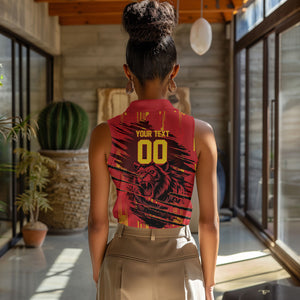 Custom Cameroon Red Lion Women Sleeveless Polo Shirt Africa Football Champion Series 2026
