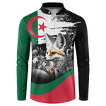 Personalized Algeria Button Sweatshirt Algerian Flag With a Fennec Fox