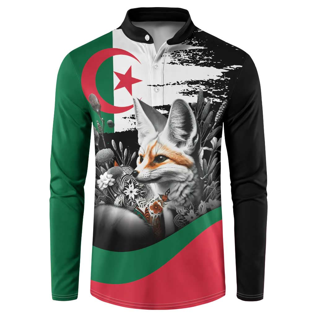 Personalized Algeria Button Sweatshirt Algerian Flag With a Fennec Fox