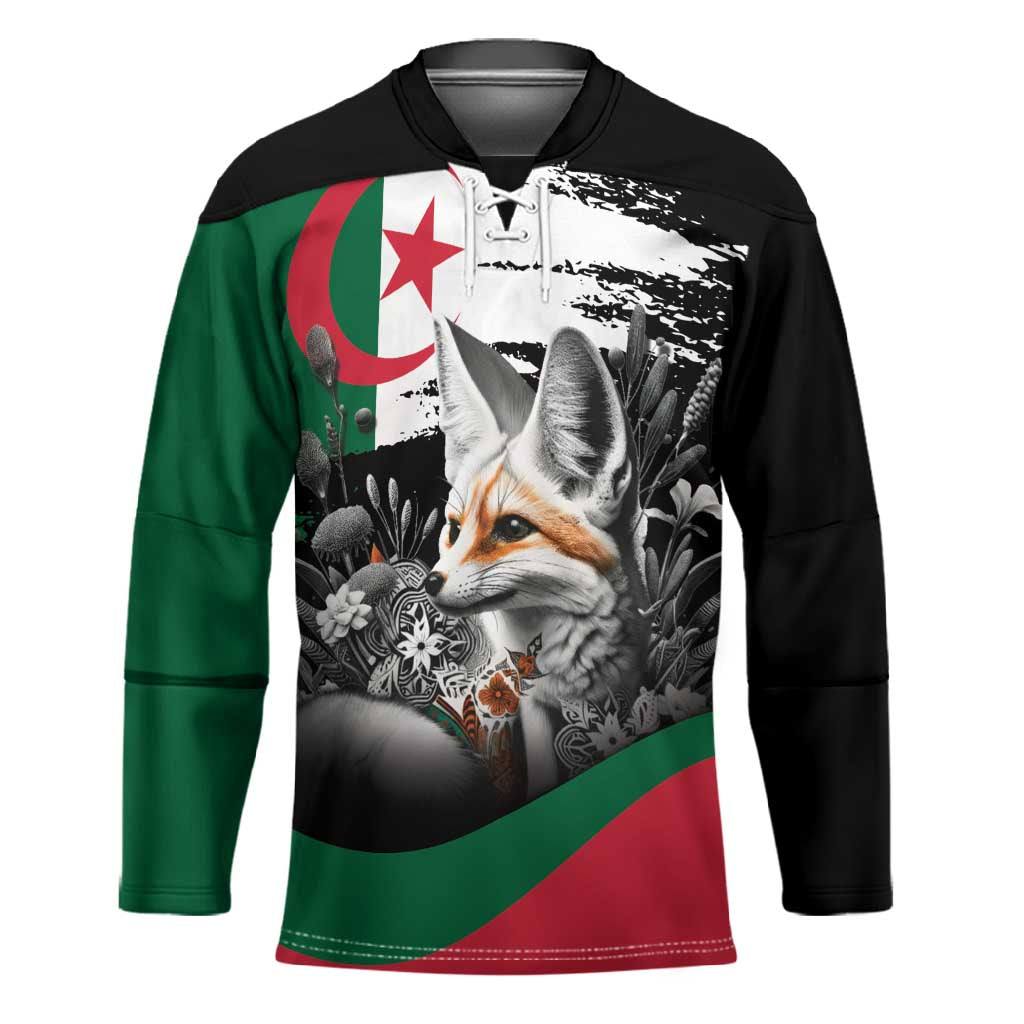 Personalized Algeria Hockey Jersey Algerian Flag With a Fennec Fox - African Pride