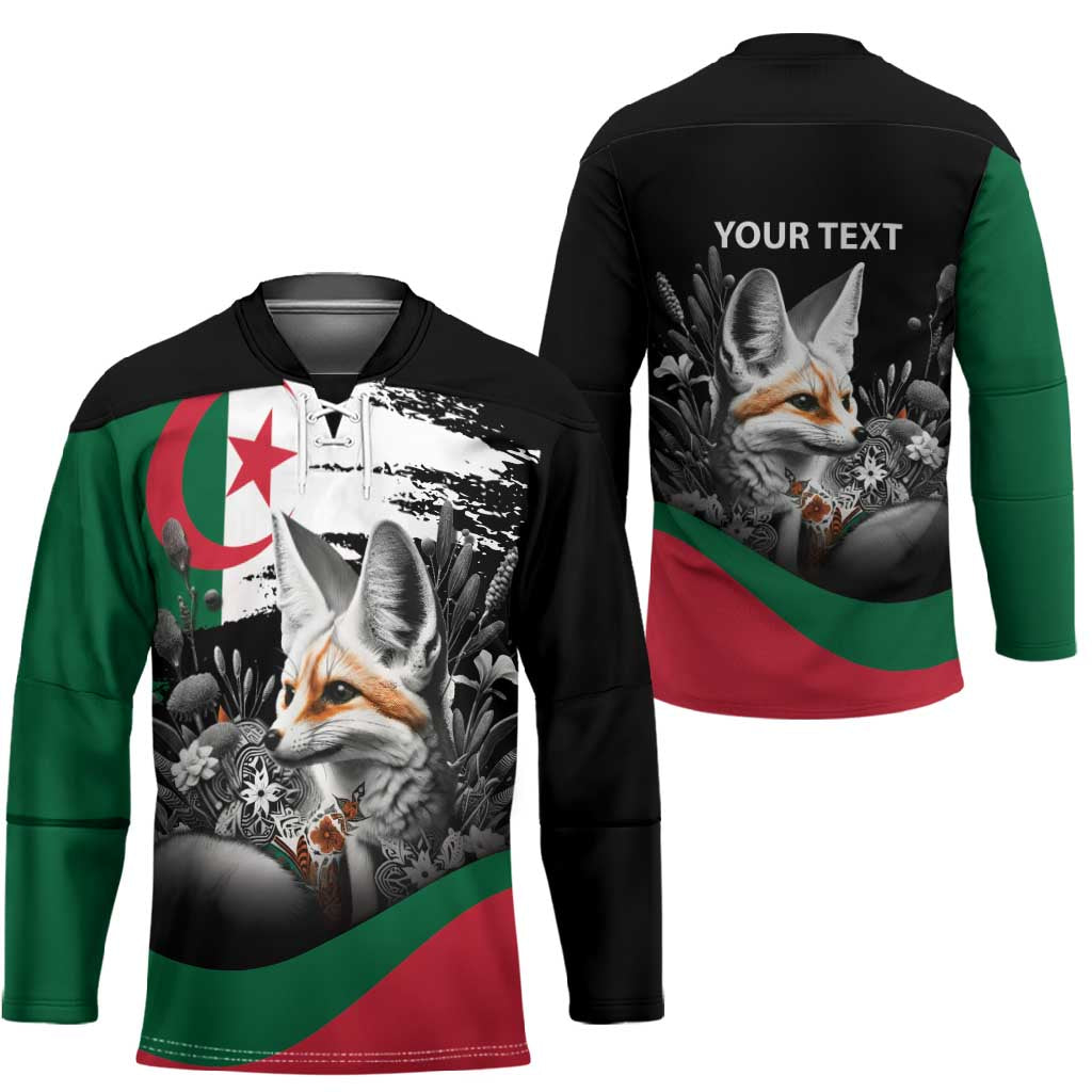 Personalized Algeria Hockey Jersey Algerian Flag With a Fennec Fox - African Pride