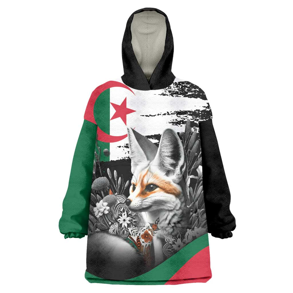 Personalized Algeria Kid Wearable Blanket Hoodie Algerian Flag With a Fennec Fox - African Pride