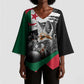 Personalized Algeria Kimono Sleeve Blouse Algerian Flag With a Fennec Fox - African Pride