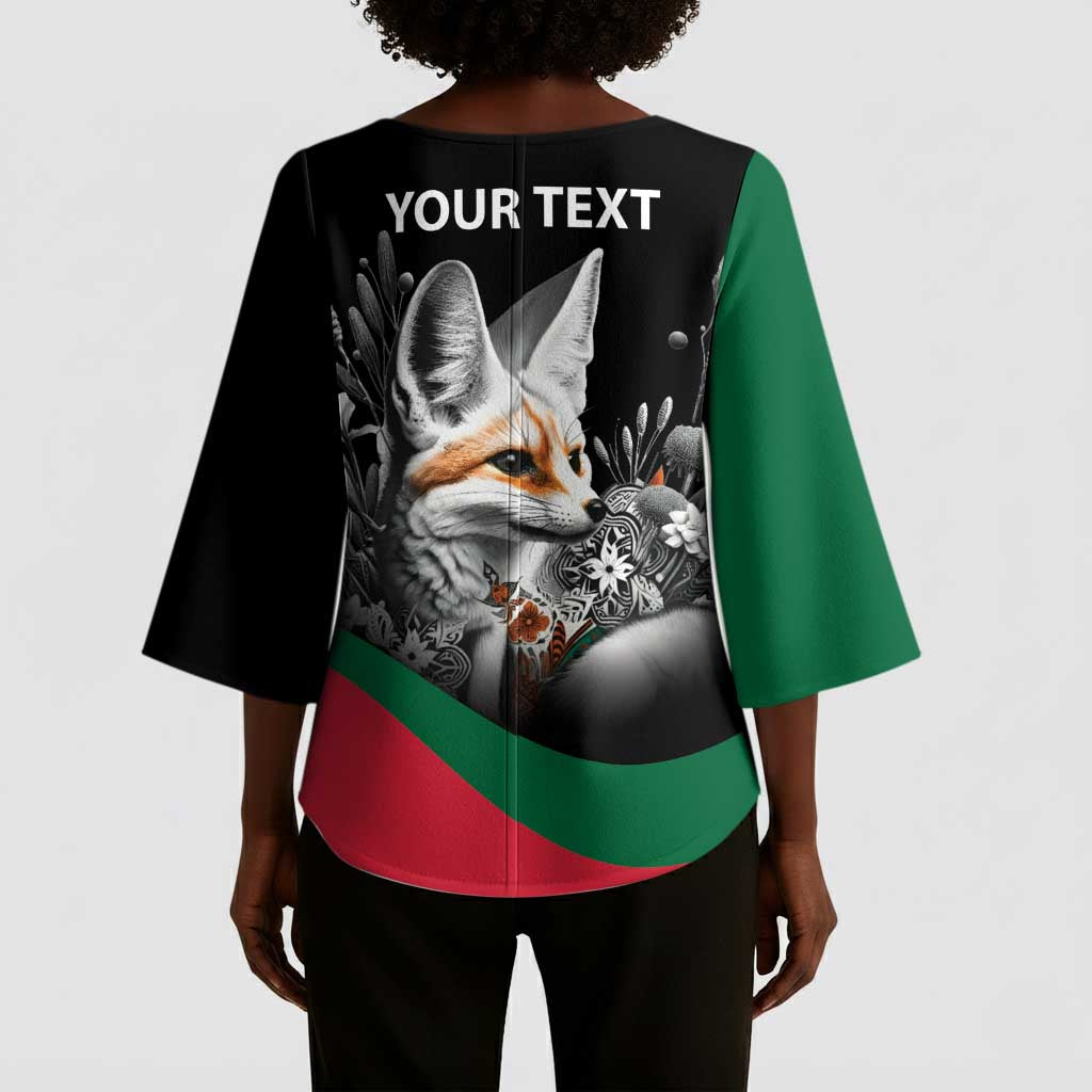 Personalized Algeria Kimono Sleeve Blouse Algerian Flag With a Fennec Fox - African Pride
