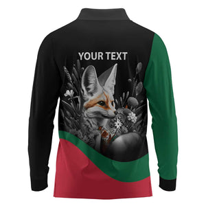 Personalized Algeria Long Sleeve Polo Shirt Algerian Flag With a Fennec Fox - African Pride