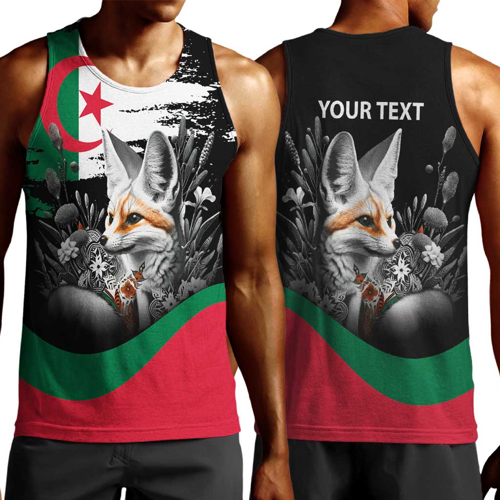 Personalized Algeria Men Tank Top Algerian Flag With a Fennec Fox - African Pride