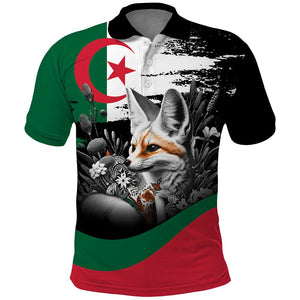 Personalized Algeria Polo Shirt Algerian Flag With a Fennec Fox LT9