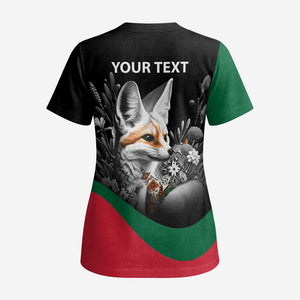 Personalized Algeria Scrub Top Algerian Flag With a Fennec Fox - African Pride