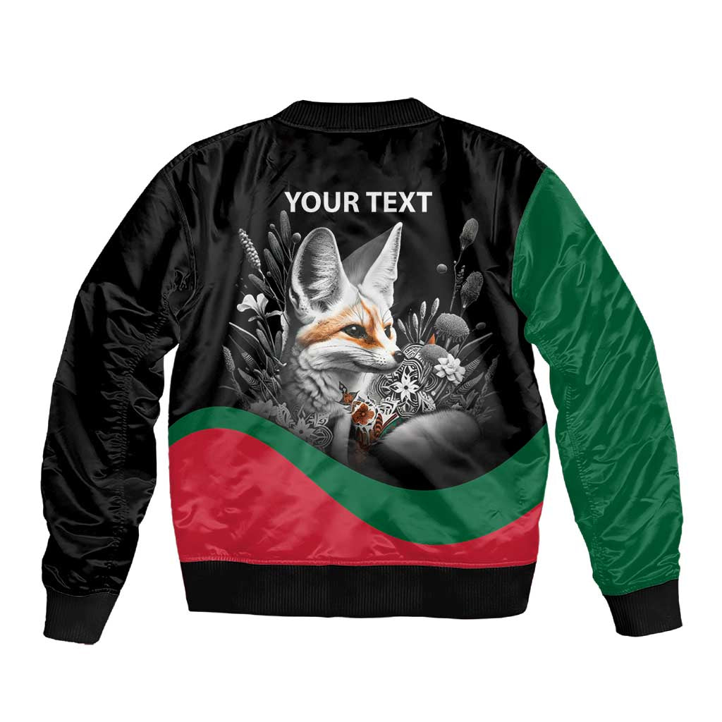 Personalized Algeria Sleeve Zip Bomber Jacket Algerian Flag With a Fennec Fox - African Pride