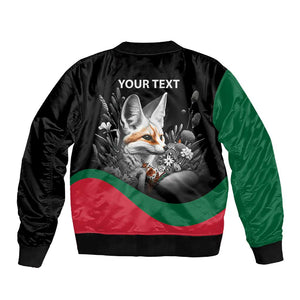 Personalized Algeria Sleeve Zip Bomber Jacket Algerian Flag With a Fennec Fox - African Pride