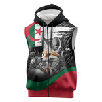 Personalized Algeria Sleeveless Zip Hoodie Algerian Flag With a Fennec Fox - African Pride