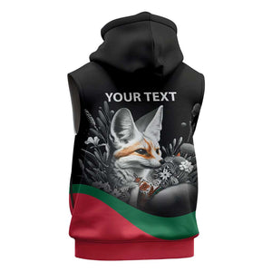 Personalized Algeria Sleeveless Zip Hoodie Algerian Flag With a Fennec Fox - African Pride