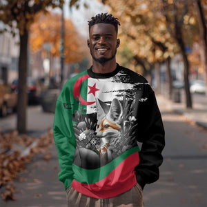 Personalized Algeria Sweatshirt Algerian Flag With a Fennec Fox - African Pride