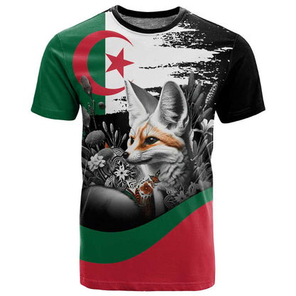 Personalized Algeria T shirt Algerian Flag With a Fennec Fox - African Pride