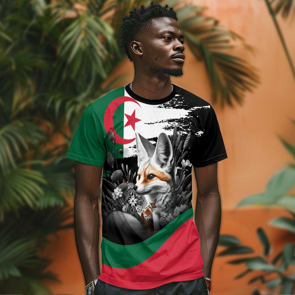 Personalized Algeria T shirt Algerian Flag With a Fennec Fox - African Pride