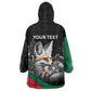 Personalized Algeria Wearable Blanket Hoodie Algerian Flag With a Fennec Fox - African Pride