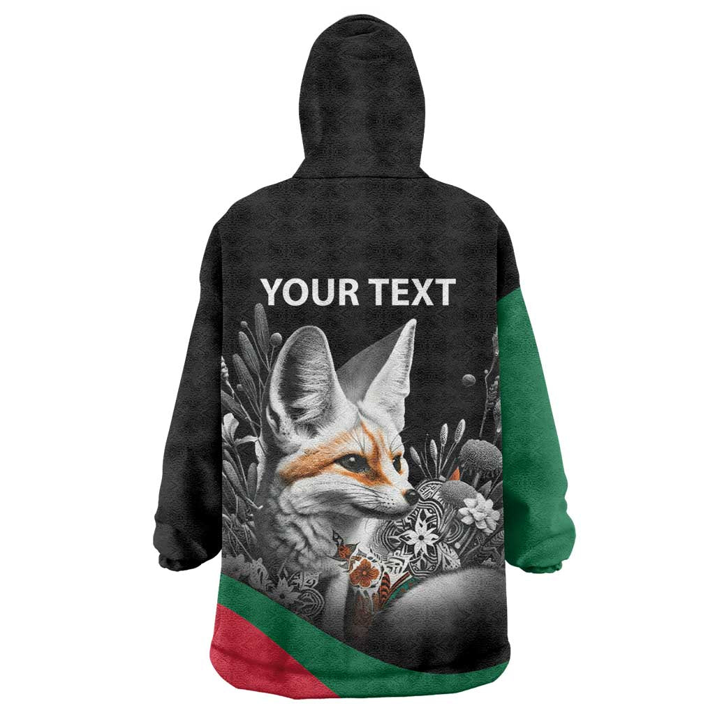 Personalized Algeria Wearable Blanket Hoodie Algerian Flag With a Fennec Fox - African Pride