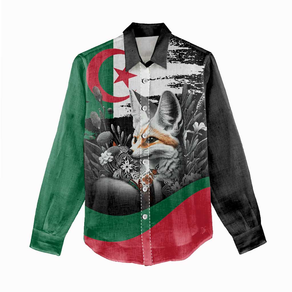 Personalized Algeria Women Casual Shirt Algerian Flag With a Fennec Fox - African Pride