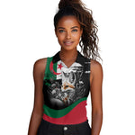 Personalized Algeria Women Sleeveless Polo Shirt Algerian Flag With a Fennec Fox - African Pride
