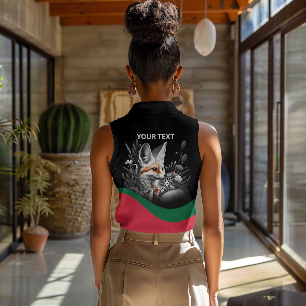 Personalized Algeria Women Sleeveless Polo Shirt Algerian Flag With a Fennec Fox - African Pride