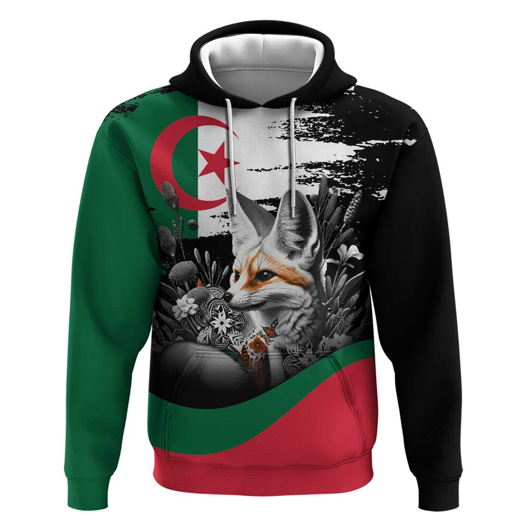 Personalized Algeria Zip Hoodie Algerian Flag With a Fennec Fox - African Pride