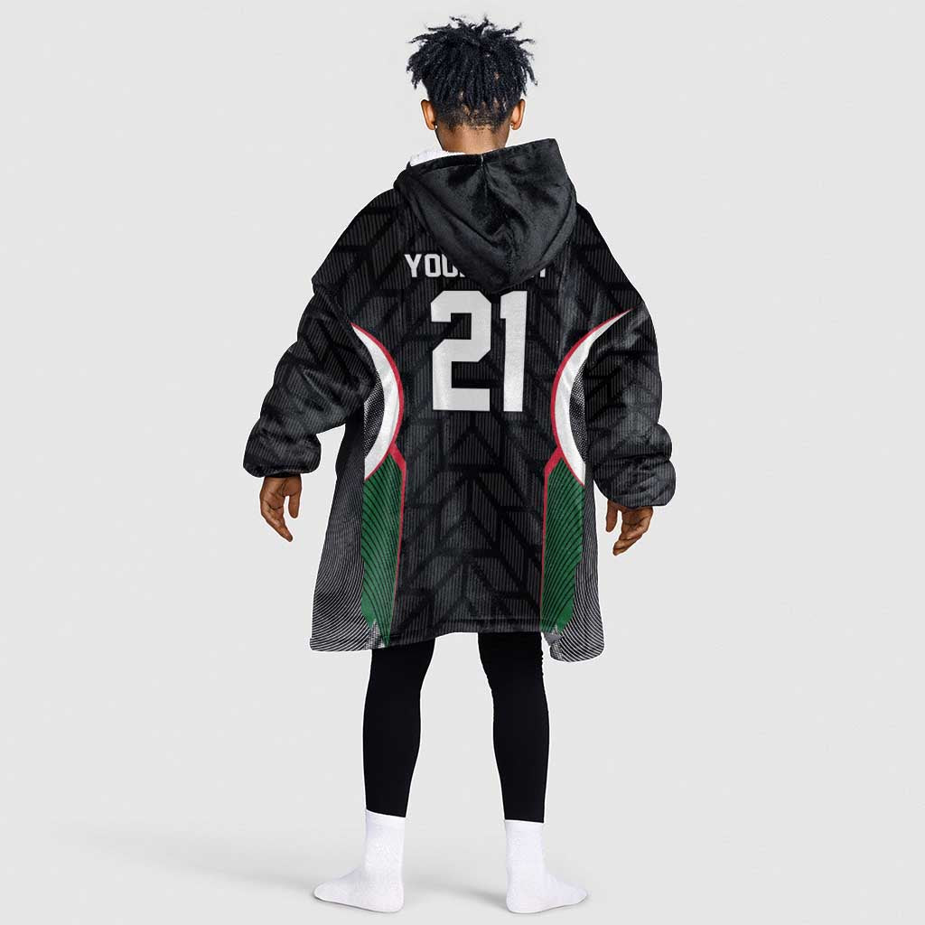 Custom Football Algeria Palestine Kid Wearable Blanket Hoodie Special Edition 2023-2024 - African Pride