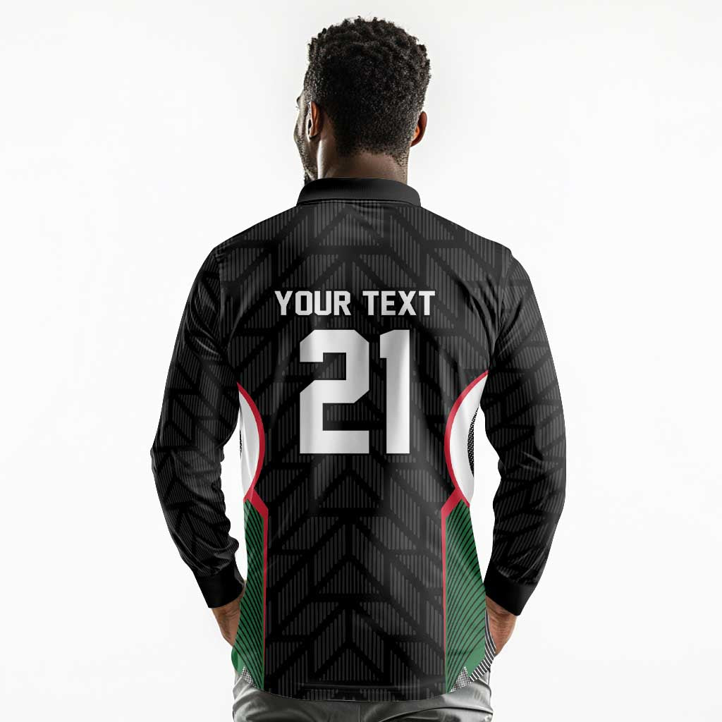 Custom Football Algeria Palestine Long Sleeve Polo Shirt Special Edition 2023-2024 - African Pride