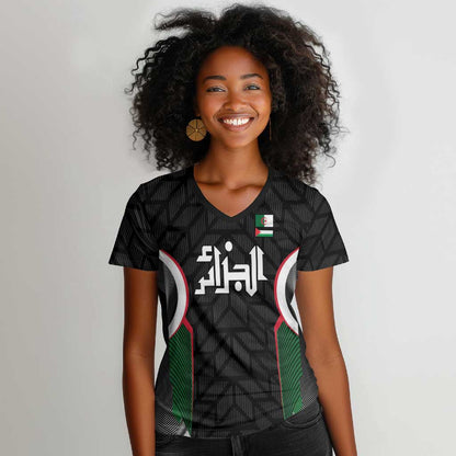 Custom Football Algeria Palestine Women V-Neck T-Shirt Special Edition 2023-2024 LT9