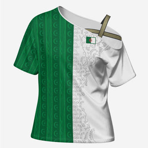 World Football 2026 Algeria Custom Cross Shoulder Shirt Algeria Culture Heritage - African Pride