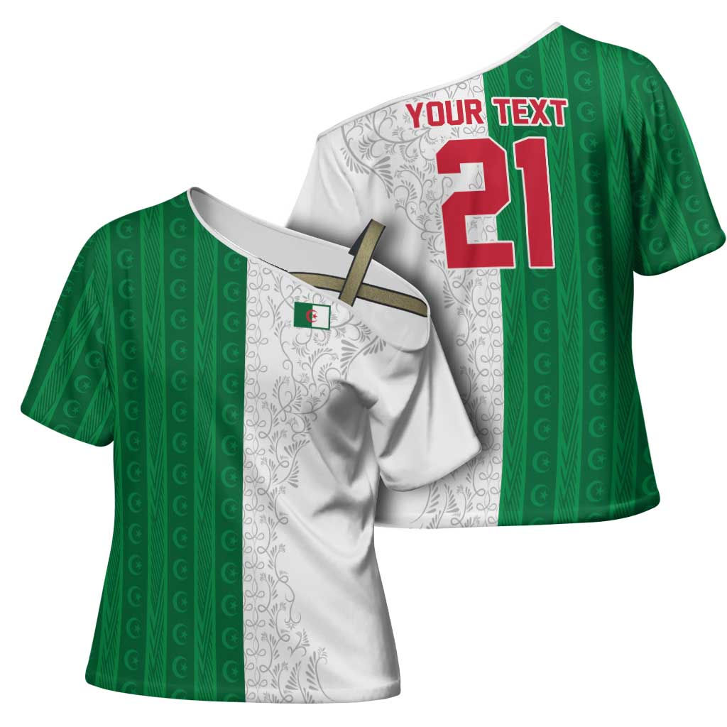 World Football 2026 Algeria Custom Cross Shoulder Shirt Algeria Culture Heritage - African Pride