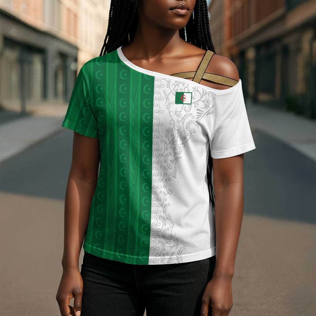 World Football 2026 Algeria Custom Cross Shoulder Shirt Algeria Culture Heritage - African Pride