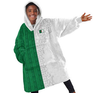 World Football 2026 Algeria Custom Kid Wearable Blanket Hoodie Algeria Culture Heritage - African Pride