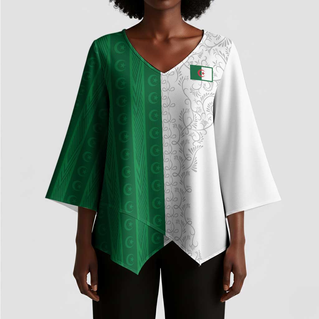 World Football 2026 Algeria Custom Kimono Sleeve Blouse Algeria Culture Heritage - African Pride
