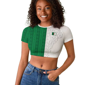 World Football 2026 Algeria Custom Raglan Cropped T shirt Algeria Culture Heritage - African Pride