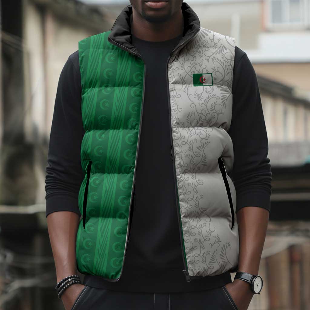 World Football 2026 Algeria Custom Sleeveless Puffer Jacket Algeria Culture Heritage - African Pride