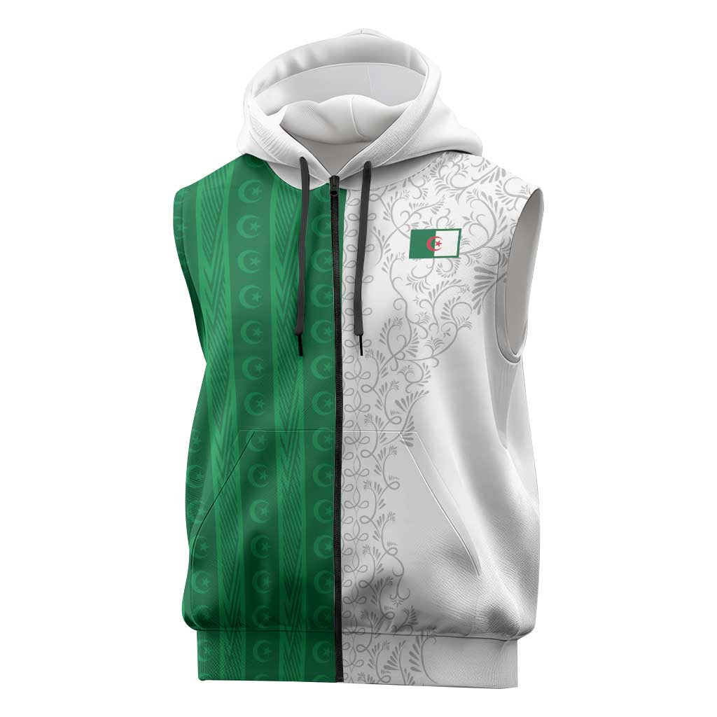World Football 2026 Algeria Custom Sleeveless Zip Hoodie Algeria Culture Heritage - African Pride