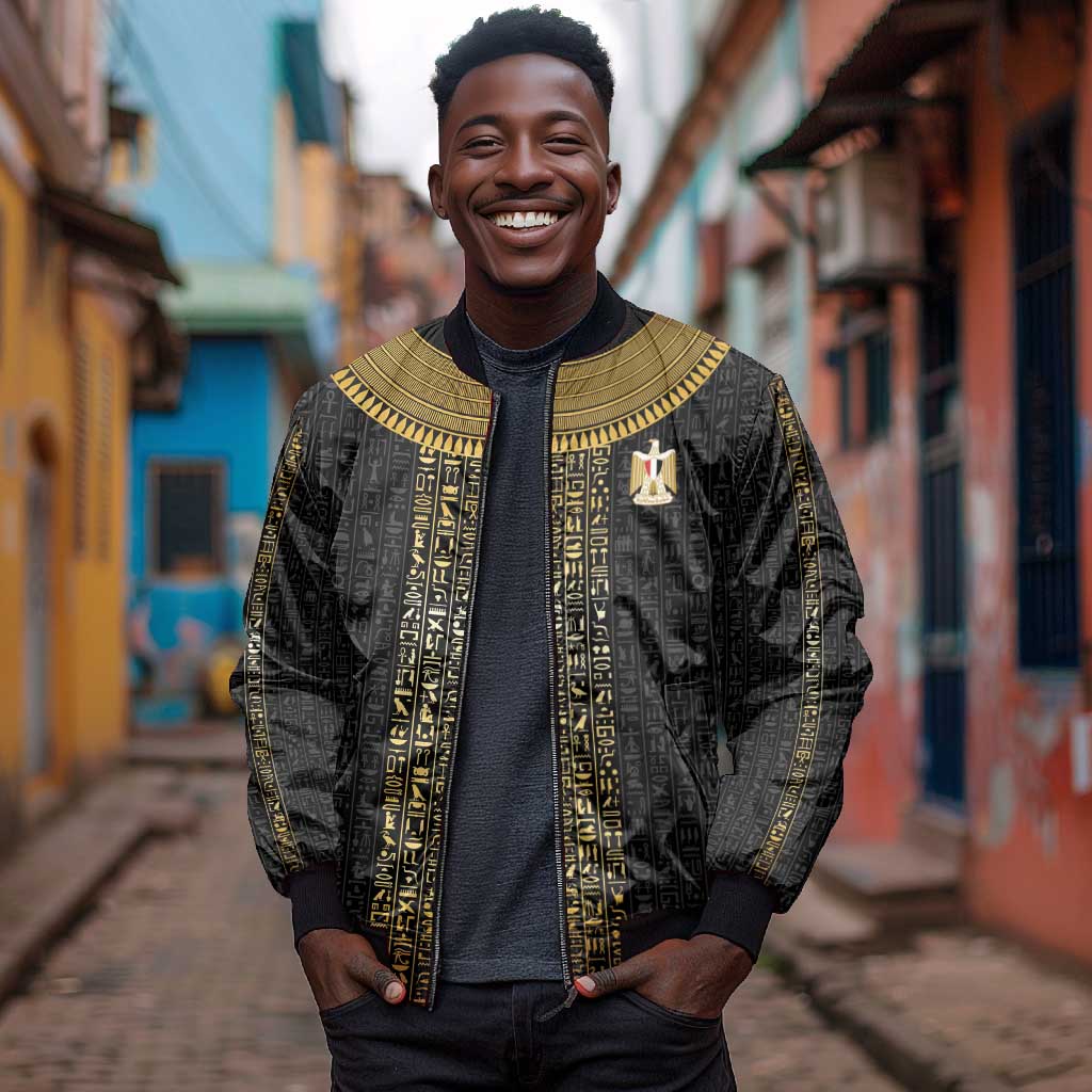 World Football 2026 Egypt Custom Bomber Jacket Ancient Egyptian Hieroglyphs - African Pride