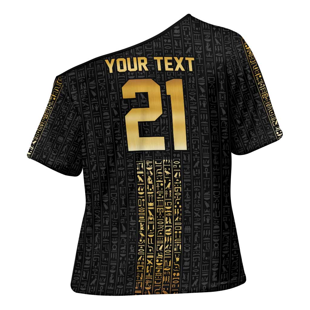 World Football 2026 Egypt Custom Cross Shoulder Shirt Ancient Egyptian Hieroglyphs - African Pride
