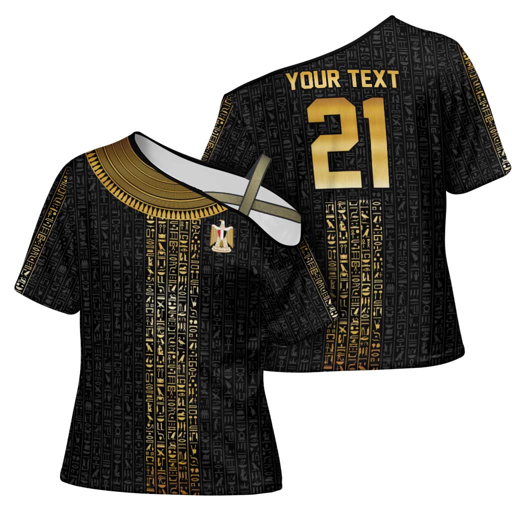 World Football 2026 Egypt Custom Cross Shoulder Shirt Ancient Egyptian Hieroglyphs - African Pride