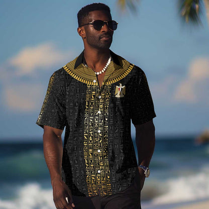 World Football 2026 Egypt Custom Hawaiian Shirt Ancient Egyptian Hieroglyphs - African Pride
