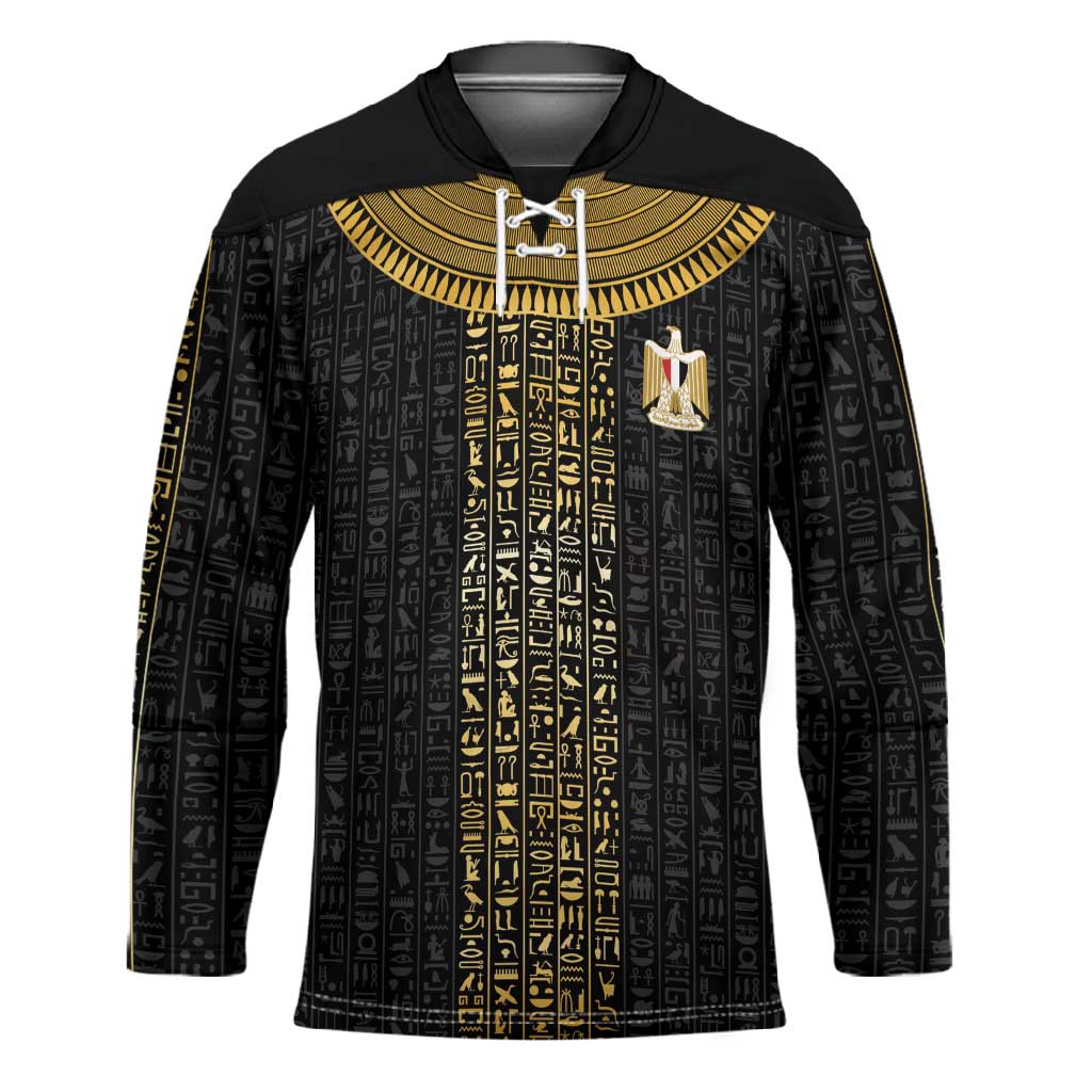 World Football 2026 Egypt Custom Hockey Jersey Ancient Egyptian Hieroglyphs - African Pride
