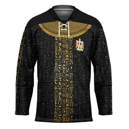 World Football 2026 Egypt Custom Hockey Jersey Ancient Egyptian Hieroglyphs - African Pride